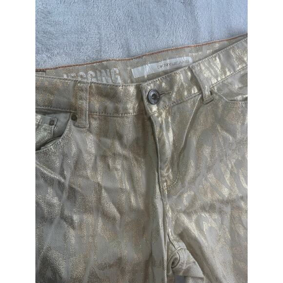 DKNY Metallic Gold Animal Print Jegging - Size 16 - Picture 3 of 7